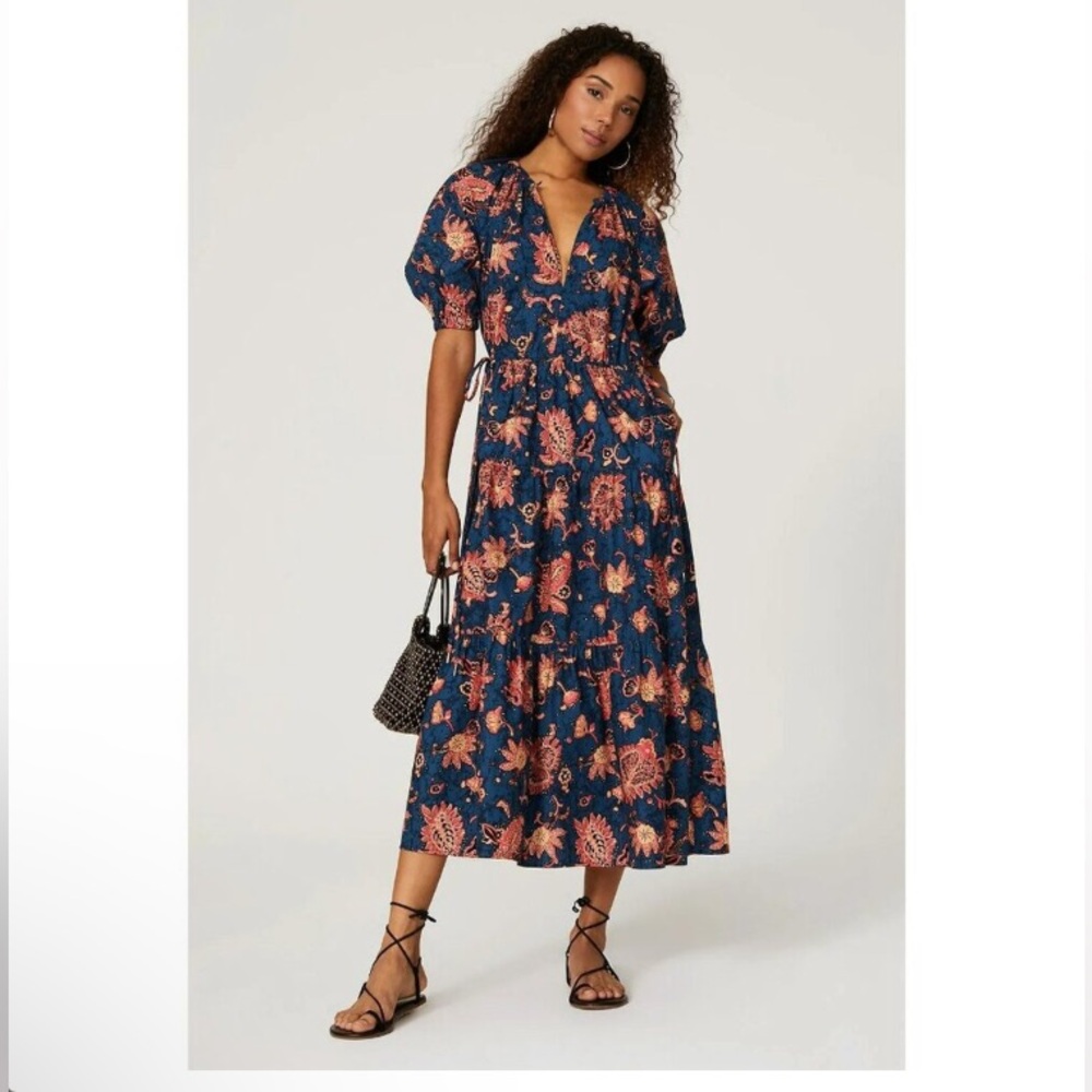 ALC Floral Blue midi  Dress, sz 0